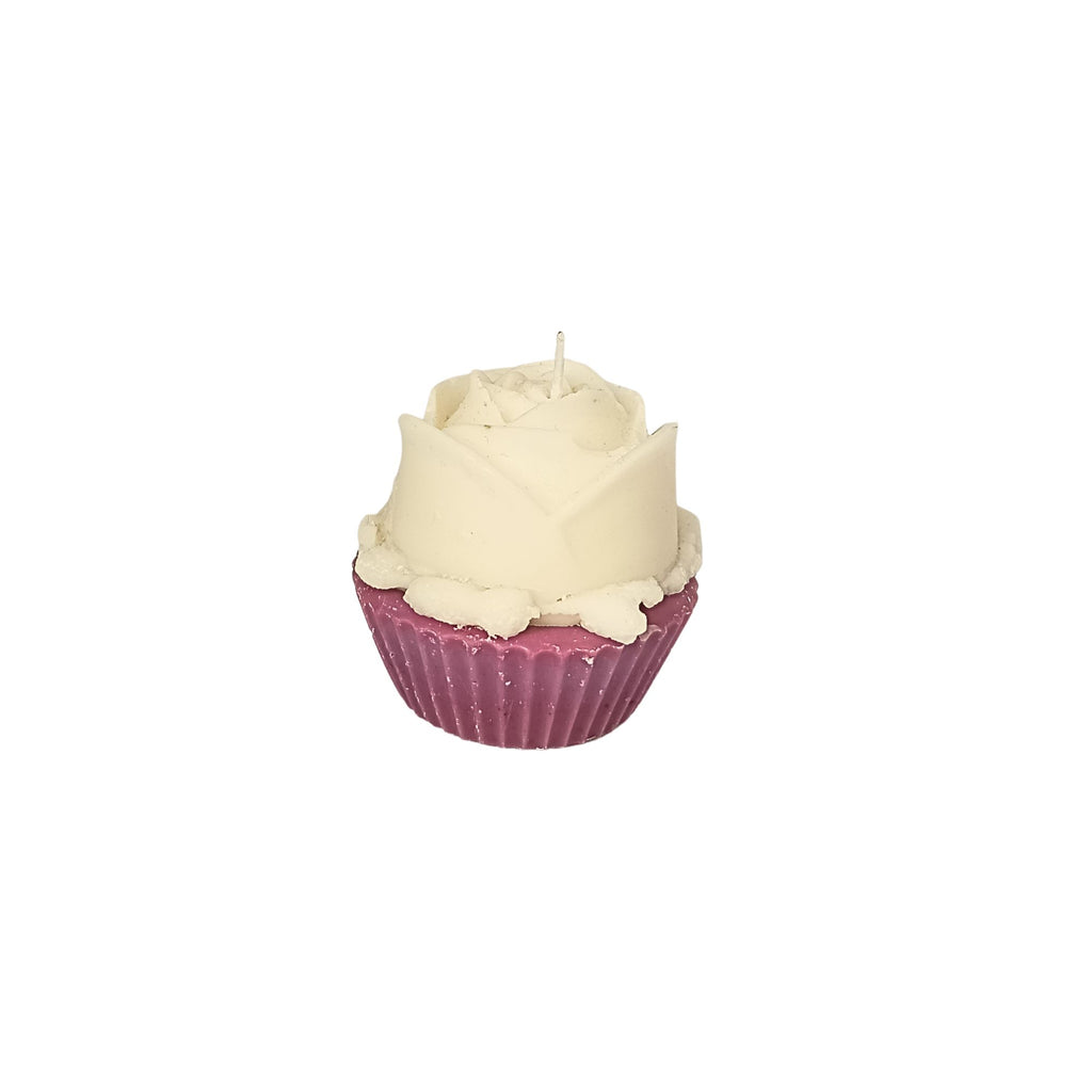 Vela artesanal estilo cupcake rosa