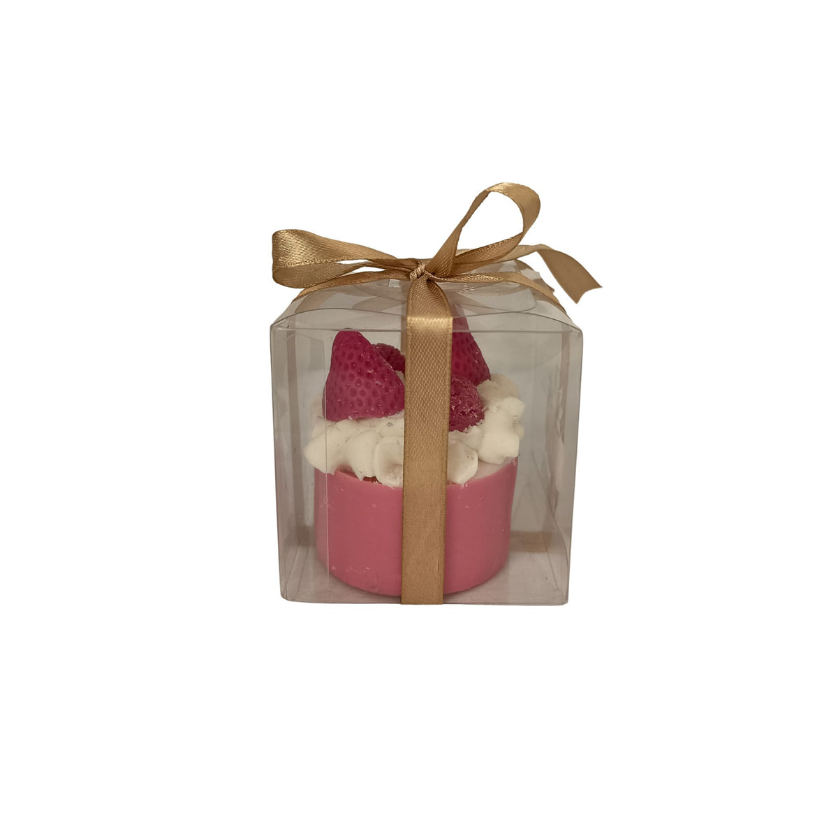 Vela decorativa estilo postre con fresas