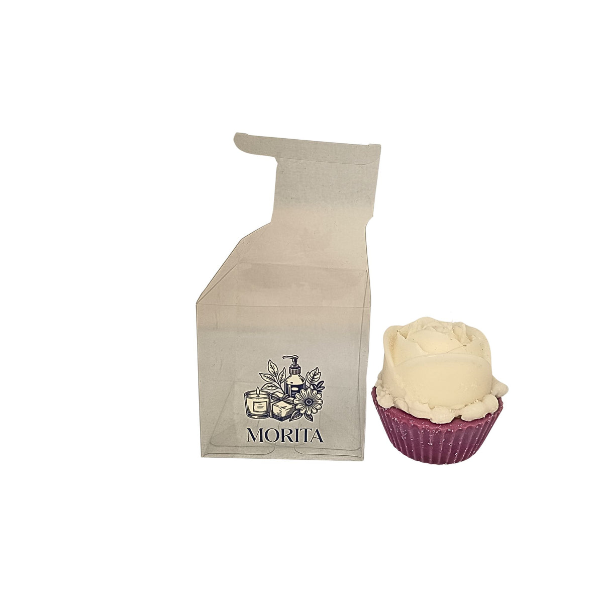 Vela artesanal estilo cupcake rosa