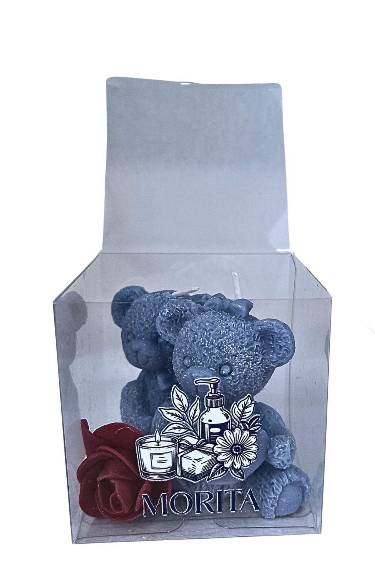 Vela Artesanal Pareja de Ositos Azules – Aroma Rosas | Morita