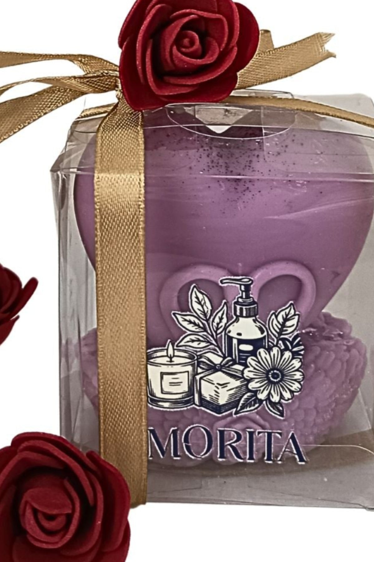 Vela Artesanal Corazón Púrpura con Cisnes | Morita