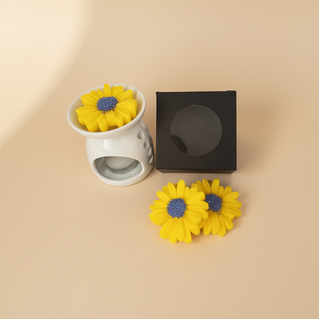 Kit Pebetero y 3 Wax Melts Margarita, presentación sobre fondo beige