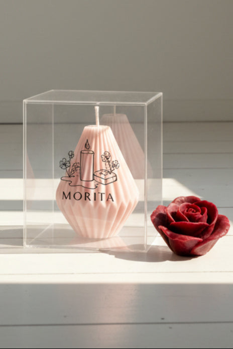 Vela Artesanal Geométrica Rosa – Aroma Rosas | Morita